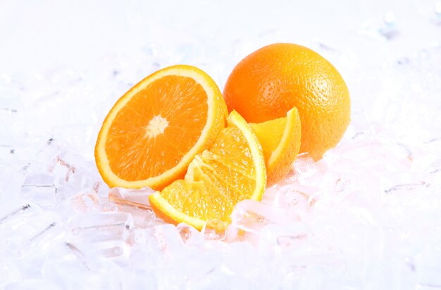 Fresh oranges and ice