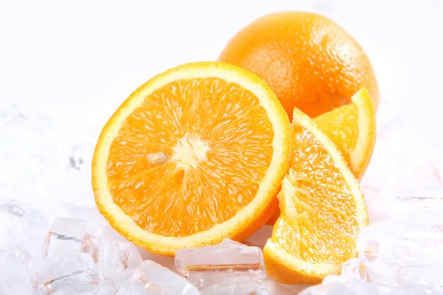 Fresh oranges and ice