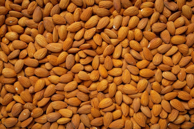 Free photo fresh organic almonds  on dark background