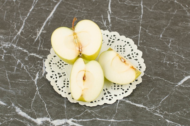 Free Photo fresh organic apples. apple slices on grey.