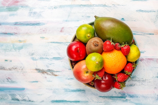 Fresh organic assorted fruits and berries.