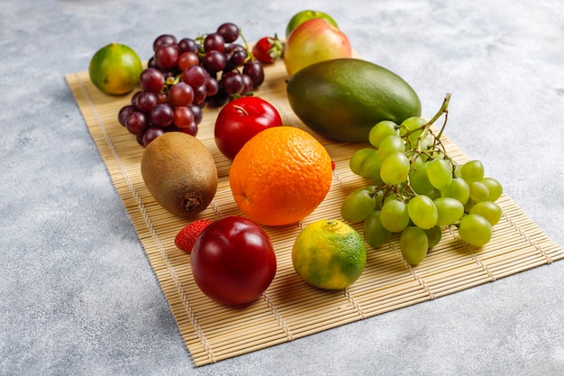 Fresh organic assorted fruits and berries.