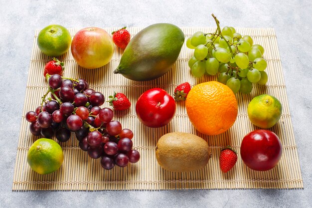 Fresh organic assorted fruits and berries.