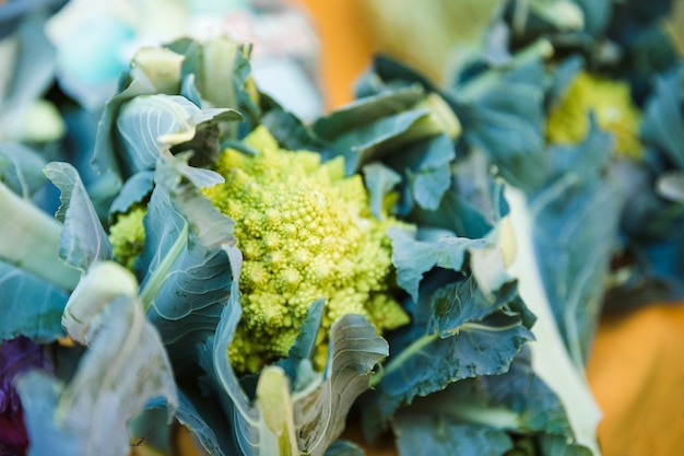 Free Photo fresh organic brassica romanesco vegetable for sale at market