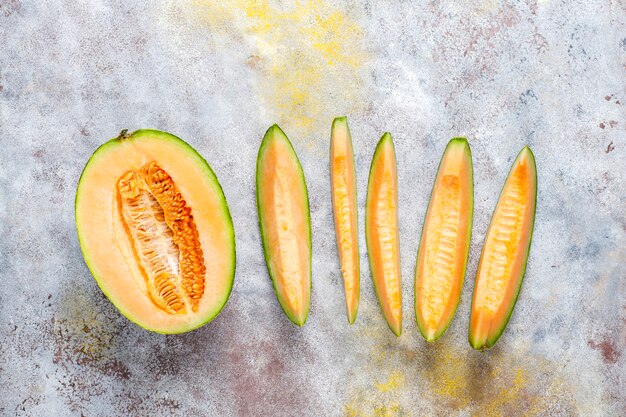 Fresh organic cantaloupe melon.