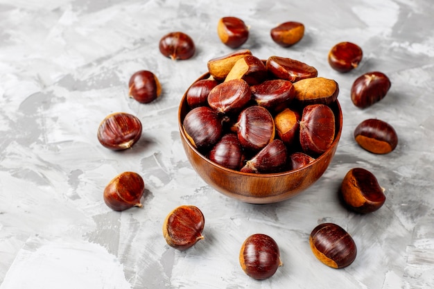 Fresh organic chestnuts.