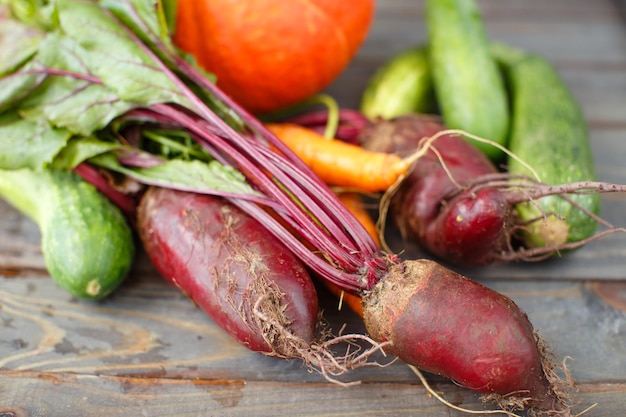 Free Photo fresh organic food background vegetables in the basket