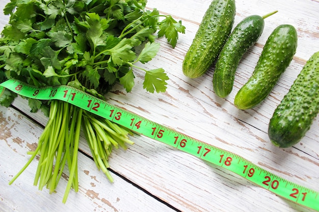 Fresh organic parsley and cucumber 