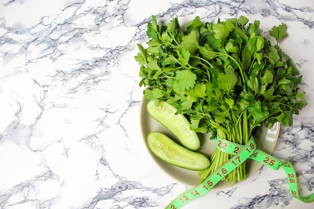 Fresh organic parsley and cucumber 