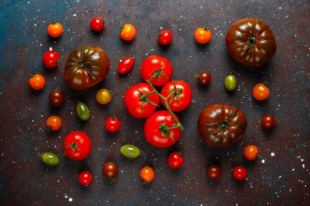 Fresh organic various tomatoes.