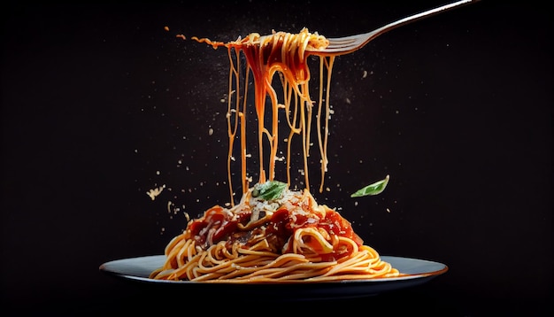 Fresh pasta with hearty Bolognese and parmesan cheese generated by AI