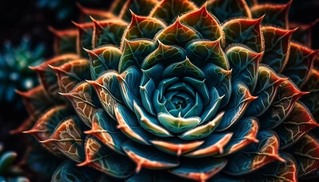 Fresh purple succulent blossom in natural macro magnification generated by AI