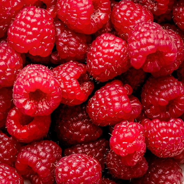 Free photo fresh raspberries flat lay food photography