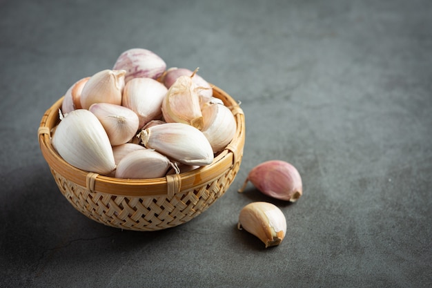 Fresh raw garlic ready to cook