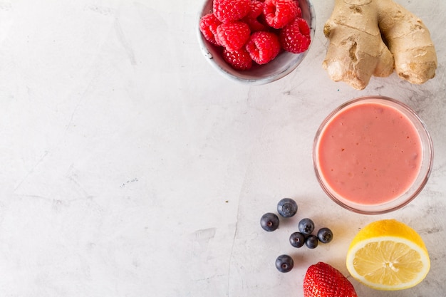 Fresh red smoothie with rapsberries