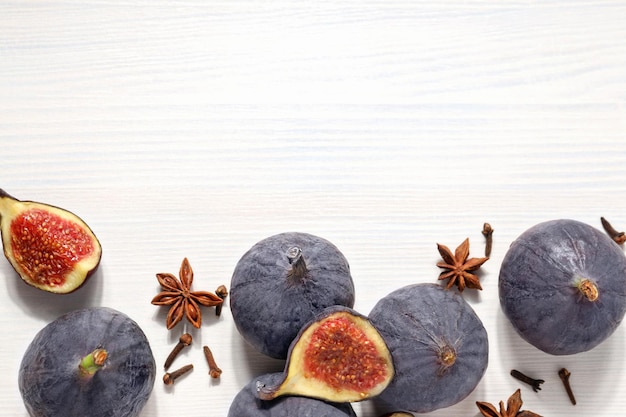 Free photo fresh ripe figs on a white background