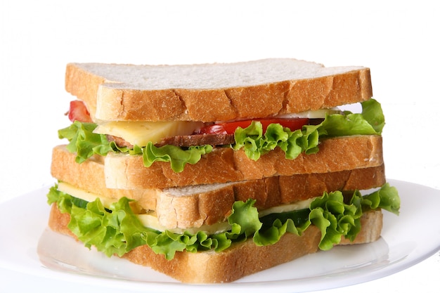 Fresh sandwich with vegetables and tomatoes