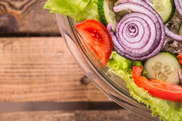 Fresh sliced salad of different vegetables