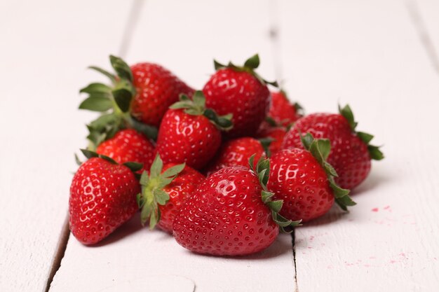 Fresh strawberry on a white table