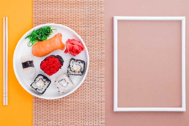 Free Photo fresh sushi and frame