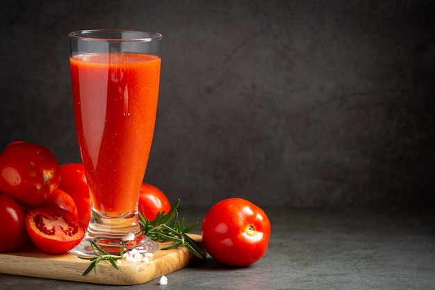 Fresh tomato juice ready to serve