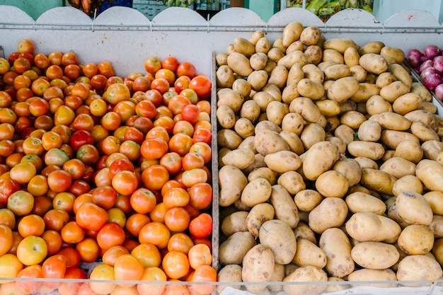 Free Photo fresh tomato and potato in market