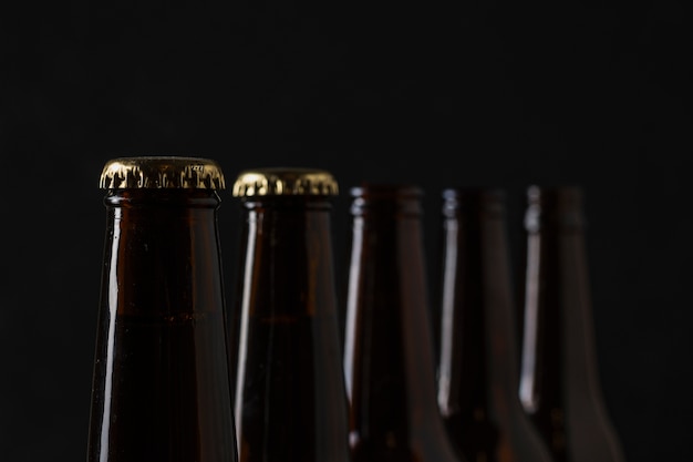 Fresh top beer bottles with stoppers