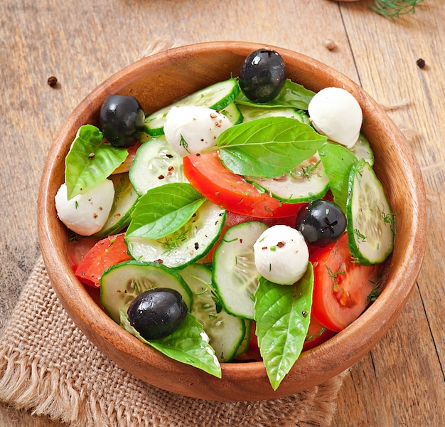 Fresh vegetable greek salad, close up