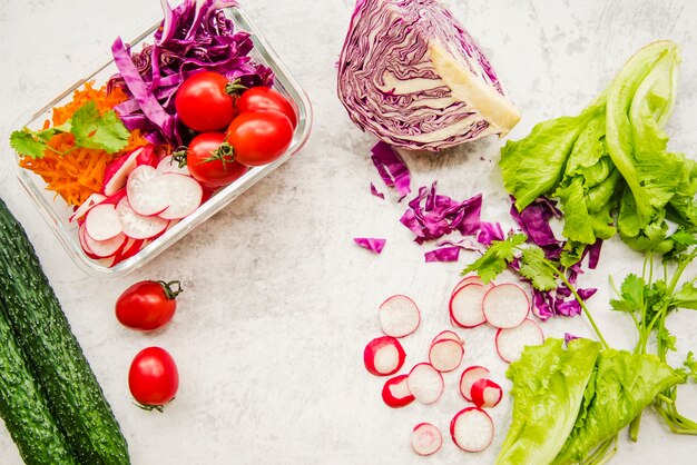 Fresh vegetable for preparing salad