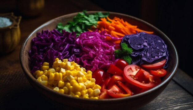 Fresh vegetable salad with organic healthy ingredients generated by AI