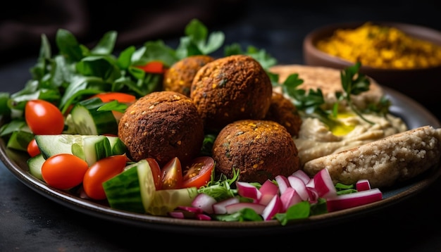 Free photo fresh vegetables on plate perfect for salad generated by ai