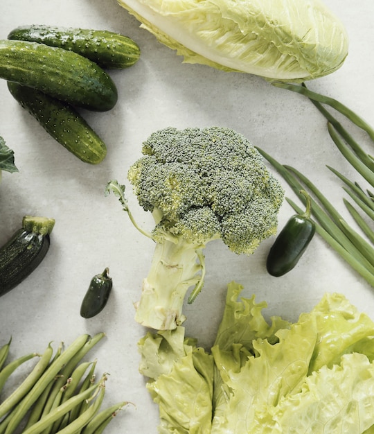 Fresh vegetables on wooden table