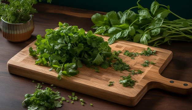 Fresh vegetarian salad with parsley and cilantro seasoning generated by AI