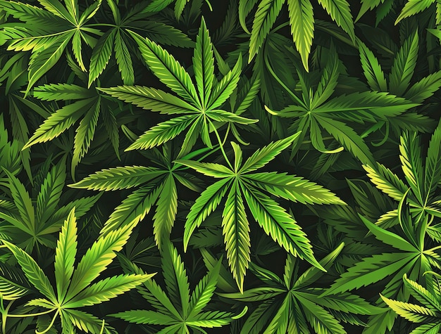 Free photo fresh and vibrant green marijuana leaves on varied background