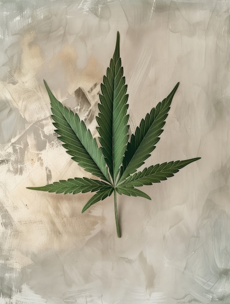 Fresh and vibrant green marijuana leaves on varied background