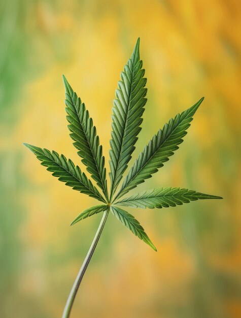 Fresh and vibrant green marijuana leaves on varied background