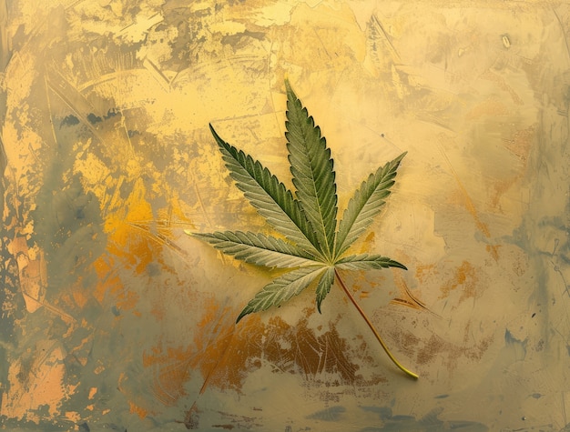 Fresh and vibrant green marijuana leaves on varied background