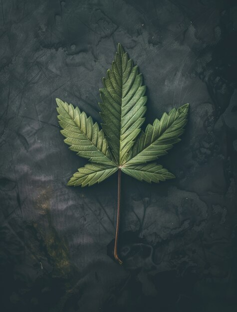 Fresh and vibrant green marijuana leaves on varied background