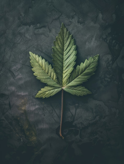 Fresh and vibrant green marijuana leaves on varied background