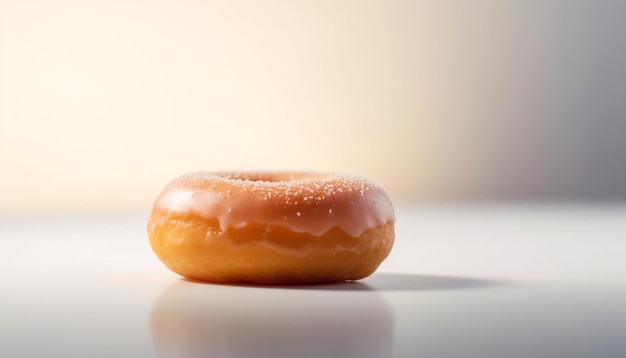 Freshly baked donut with chocolate icing indulgence generated by AI