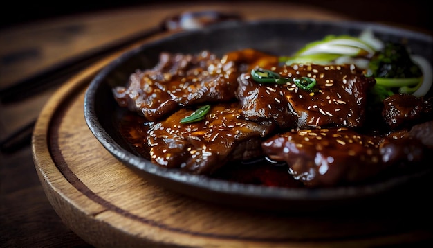 Free photo freshly grilled meat on a wooden plate generated by ai