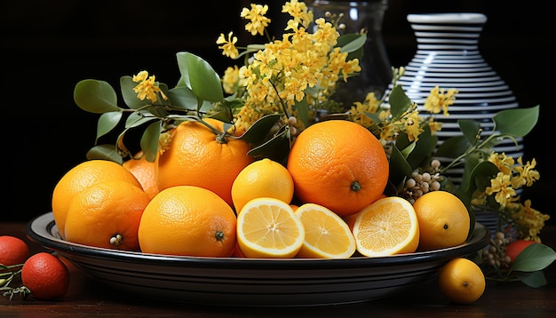 Free photo freshness of citrus fruit nature healthy eating ripe organic vibrant generated by artificial intelligence