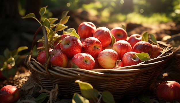 Freshness of nature harvest in a basket ripe for healthy eating generated by artificial intelligence