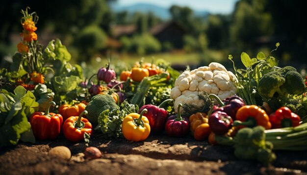 Freshness of organic vegetables in a healthy autumn salad generated by artificial intelligence