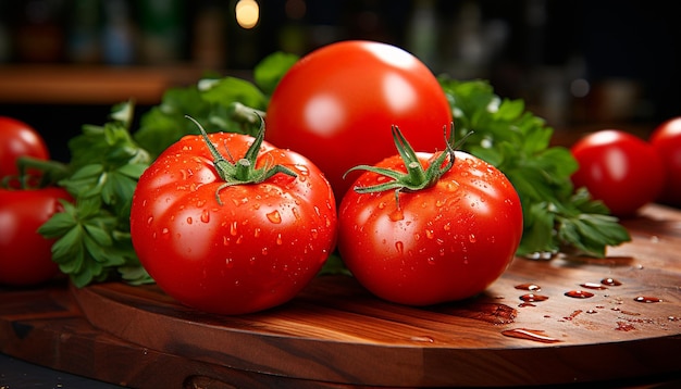 Freshness of ripe tomato a healthy vegetarian gourmet meal generated by artificial intelligence