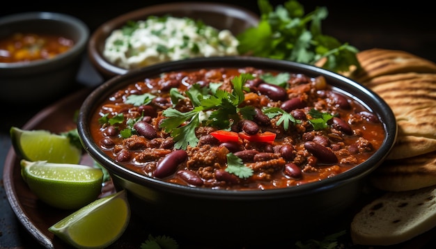 Free photo freshness and spice in a homemade vegetarian taco bowl generated by artificial intelligence