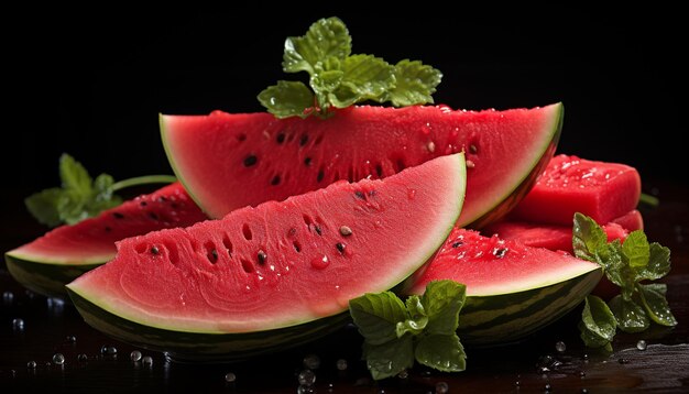 Freshness of summer juicy watermelon slice sweet ripe and refreshing generated by artificial intelligence