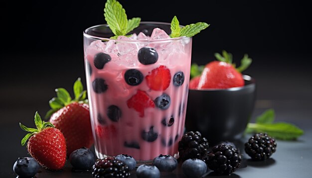 Free Photo freshness and sweetness in a berry fruit cocktail generated by ai