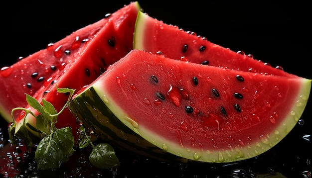 Freshness of watermelon slice a healthy summer snack ripe and sweet generated by artificial intelligence