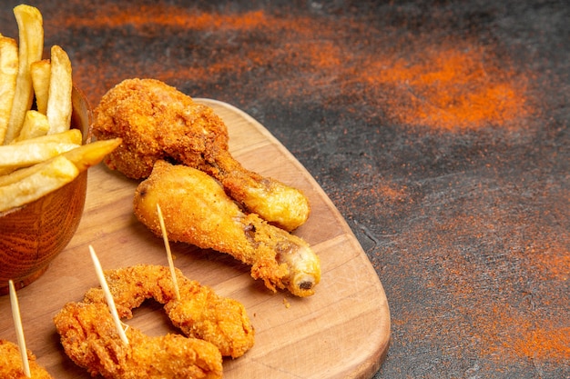 Fried chicken menu on mixed color background